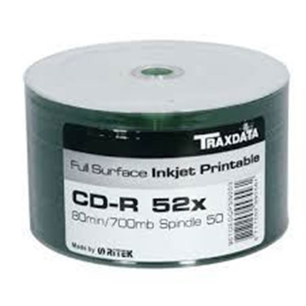 Picture of Οπτικό μέσο Ritek Traxdata CD-R Inkjet White Printable 52x