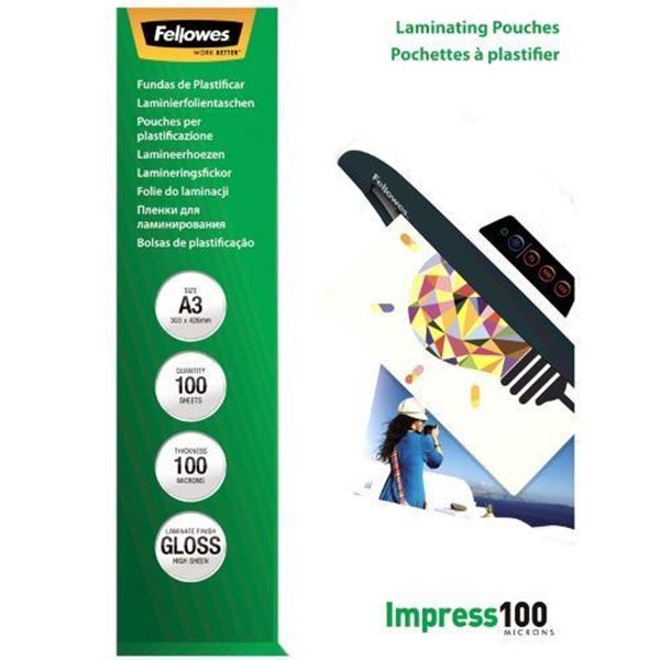 Picture of Δίφυλλο πλαστικοποίησης Fellowes Standard A3 Impress 100 Micron 5351205