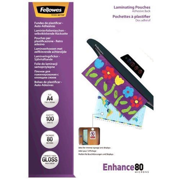 Picture of Δίφυλλο πλαστικοποίησης Fellowes Adhesive Back Glossy A4 80 mic 5302202